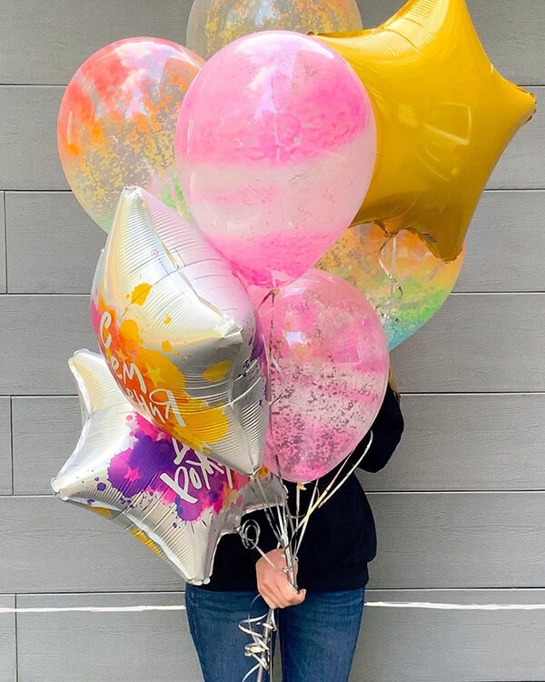 164304_Шар_(12_30_см)_Граффити_Розовый_муар_Прозрачный_(390)_кристалл_25_шт_2 Граффити Розовый муар узор кристалл — изображение 2